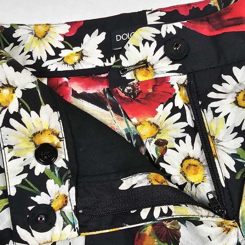 Dolce & Gabbana Daisy & Poppy Print Cotton Straight-Leg Pants 2013 Runway Sz 36 - Picture 8 of 12